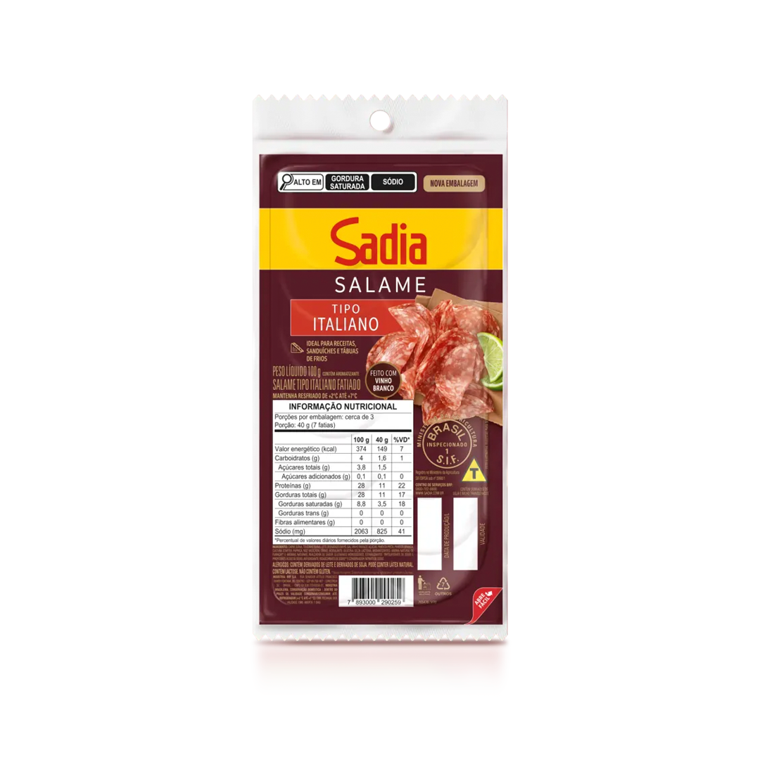 Salame Italiano Fatiado Sadia 100G