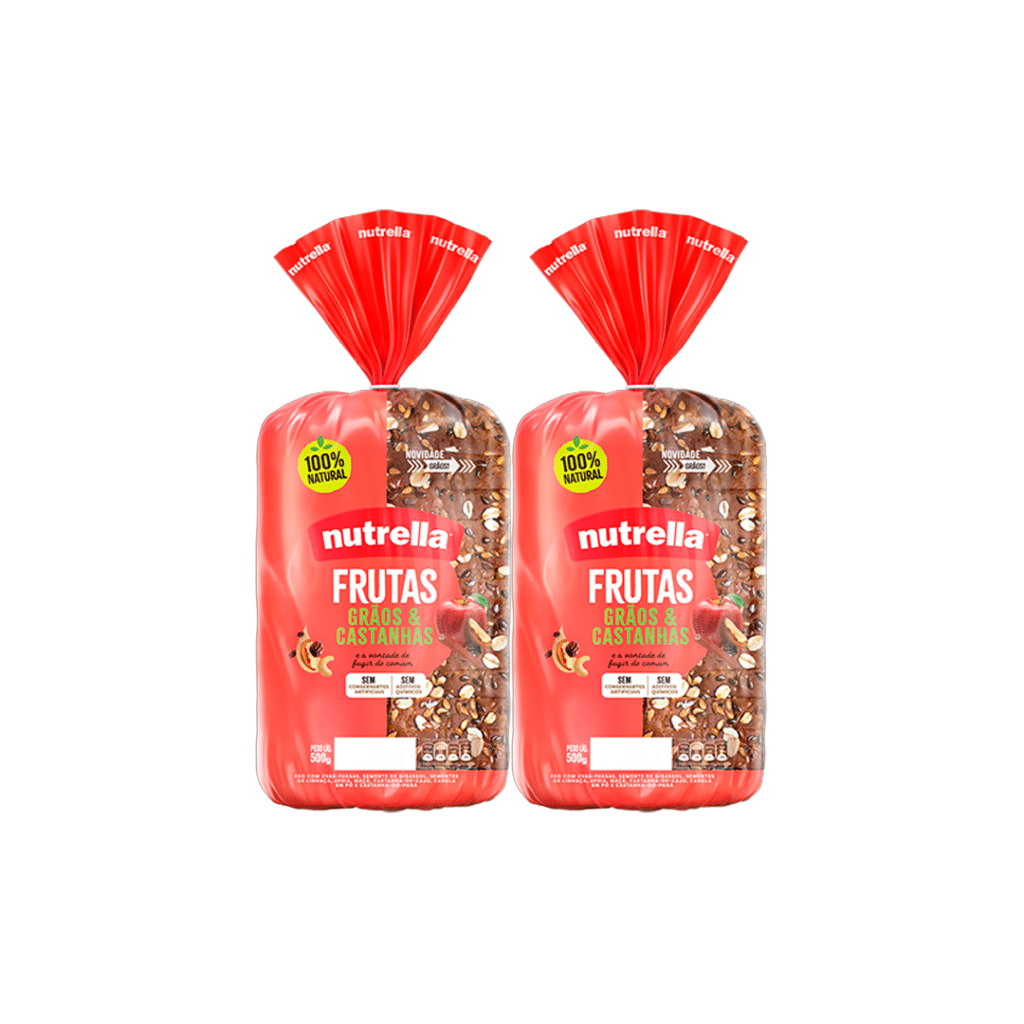 Pão Frutas Grãos Castanhas Nutrella 550g